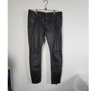 Barbour Womens Sz 12 Frida Black Streak Coated Jean Motorcycle Style Pants NWT